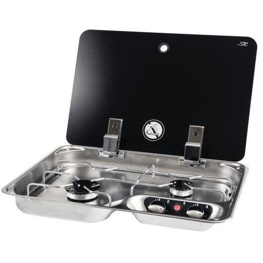 CAN FC1346-E 2 Burner Hob with Glass Lid, with Electronic Ignition-Kitchen Appliances-CAN- DC Leisure