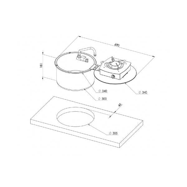 CAN Foldy LC1701 Round Combination Sink & Cooker Unit-Combination Unit-CAN- DC Leisure