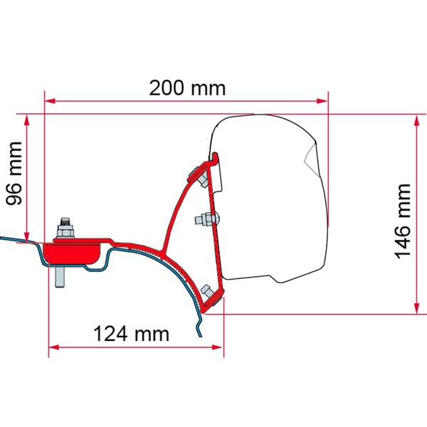 Fiamma Awning Adapter F43 VW T5/T6 Transporter RHD - Deep Black-Awning Adapters-FIAMMA- DC Leisure