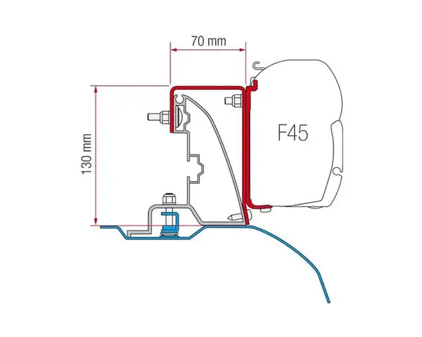 Fiamma Awning Adapter for Fiat Ducato, Citroen Jumper Campervans - Mounting Kit for F45 with Roof Rail-Awning Adapters-Fiamma- DC Leisure