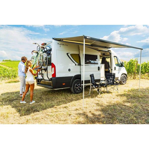 Fiamma Carry-Bike DJ – Rear Door Bike Rack for Vans (2-Bike, Silver / Deep Black)-Vehicle Bicycle Racks-Fiamma- DC Leisure