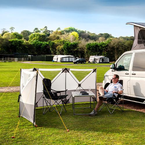 Maypole 4 Panel Pop Up Windbreak with Windows-Windbreaks-Maypole- DC Leisure