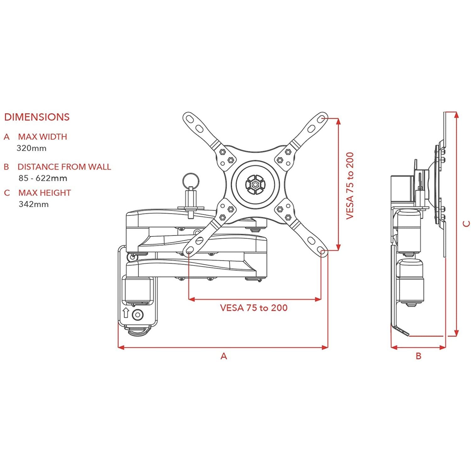 OMP Cantilever TV Tilt & Swivel Mounting Bracket - Campervan / Motorhome-TV Adapters-Maxview- DC Leisure