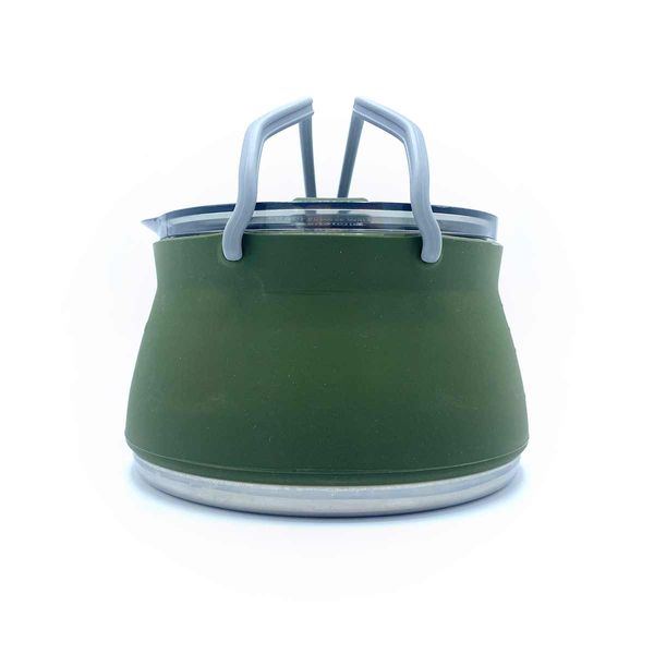 The Wolf Outdoors EsyStow Silicone Collapsible Kettle – 1L, Food-Grade Silicone, Stainless Steel BaseOlive Green-Stovetop Kettles-Wolf- DC Leisure