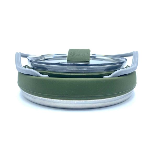 The Wolf Outdoors EsyStow Silicone Collapsible Kettle – 1L, Food-Grade Silicone, Stainless Steel BaseOlive Green-Stovetop Kettles-Wolf- DC Leisure