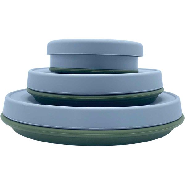 Wolf Outdoors EZI-STOW Collapsible Dining Set 3pk Olive Green-Plates-Wolf Outdoors- DC Leisure