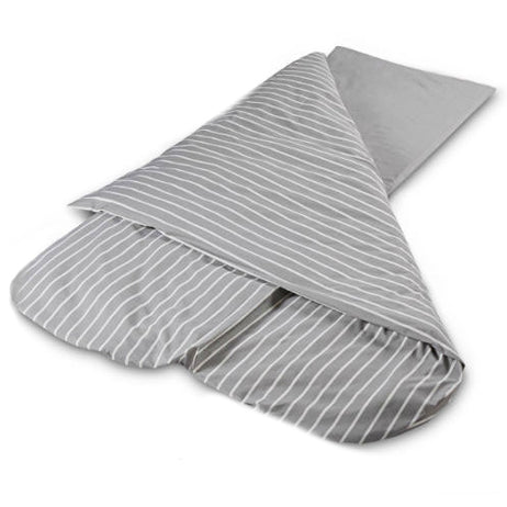Duvalay Compact Sleeping Bag with Mattress Topper Grey Stripe