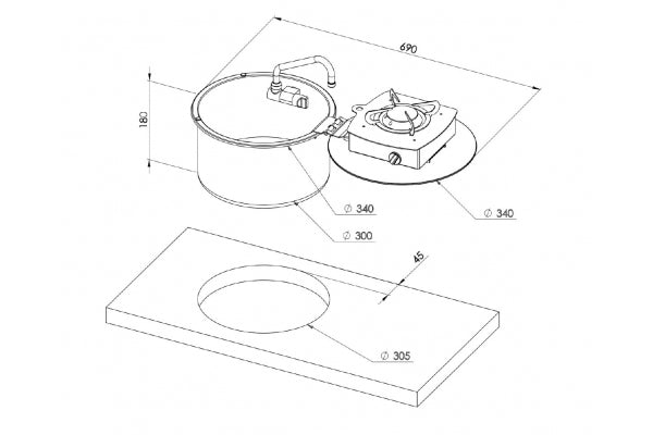 CAN Foldy LC1701 Round Combination Sink & Cooker Unit-Combination Unit-CAN-LC1701-S- DC Leisure