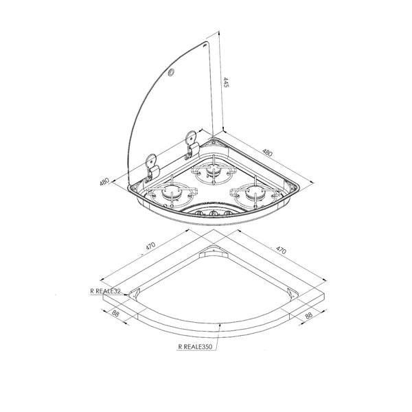 CAN 'Hoodiny' FC1344 3 Burner Triangle Hob Unit - Right Handed-Hob-CAN- DC Leisure