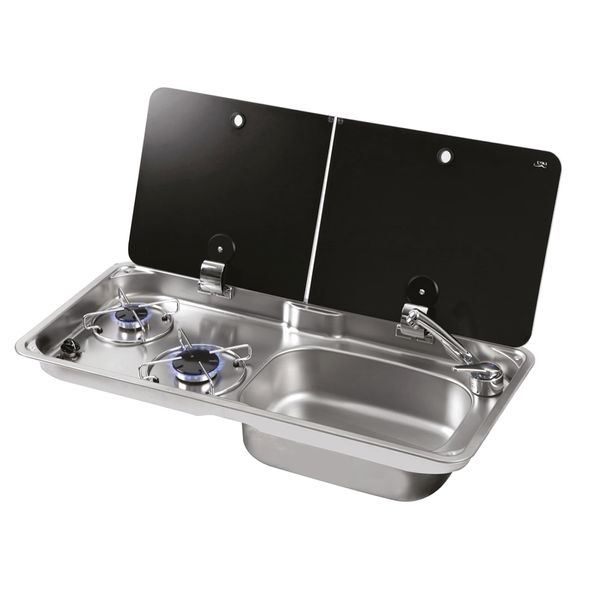 CAN 'Randi' FL1765 Combination Hob & Sink Unit - Right Handed (Double Glass Lid)-Combination Unit-CAN- DC Leisure