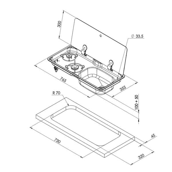 CAN Randi FL1770 Combination Hob & Sink Unit-Combination Unit-CAN-FL1770-P-GR- DC Leisure