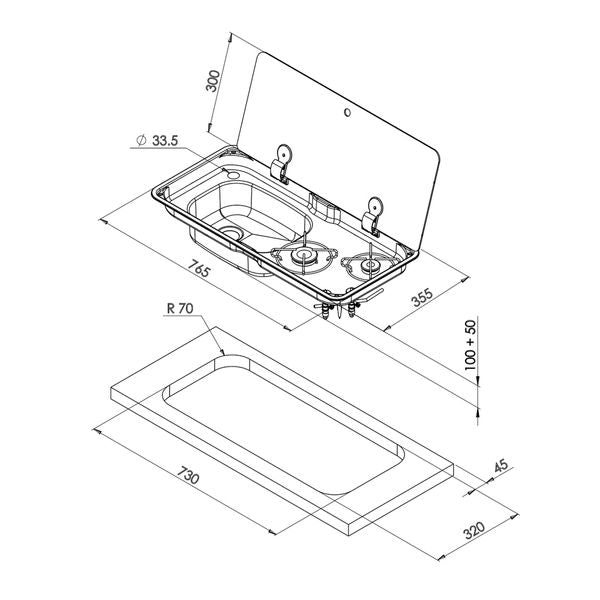 CAN 'Randi' FL1780 Combination Hob & Sink Unit - Left Handed-Combination Unit-CAN-FL1780-P-GR- DC Leisure