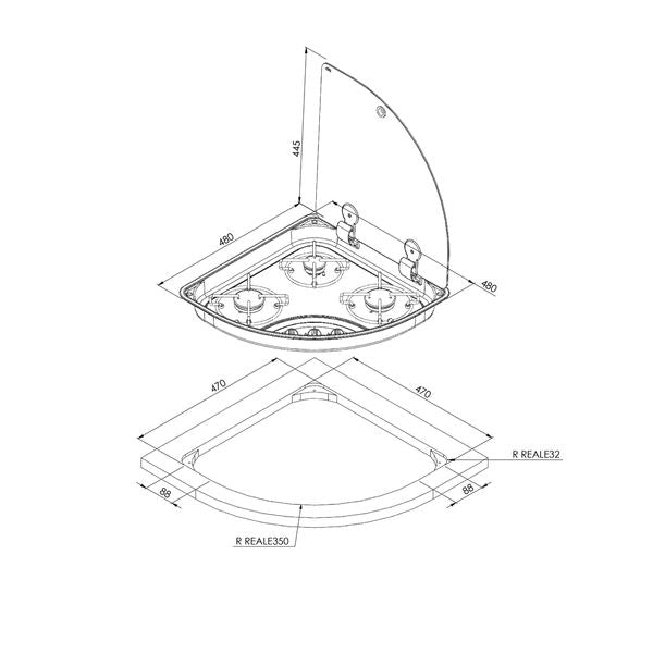 CAN"Hoodiny" 3 Burner Triangle Hob Unit - Left Hand Triangle-Hob-CAN- DC Leisure