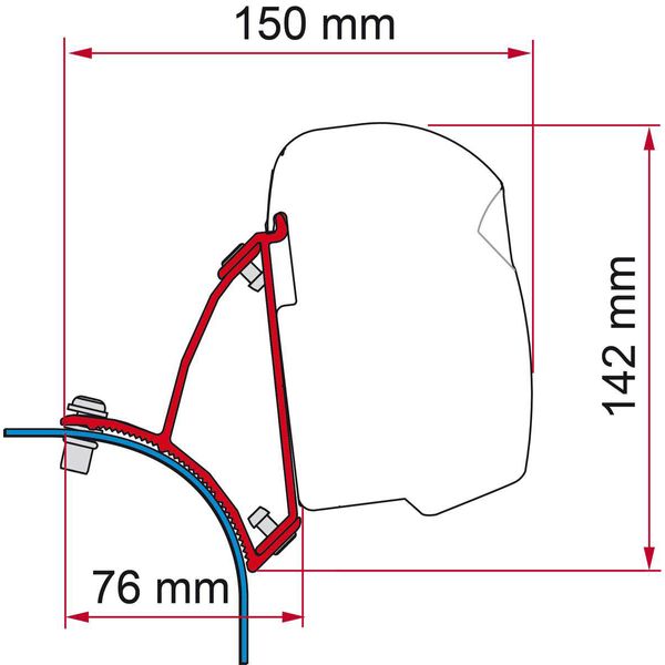Fiamma Awning Adapter F43 for VW T5/T6 Transporter Lift Roof LHD - Deep Black-Awning Adapters-FIAMMA- DC Leisure