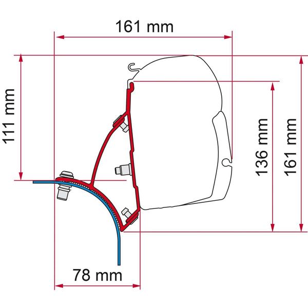 Fiamma Awning Adapter F43 for VW T5/T6 Transporter Lift Roof RHD - Deep Black-Awning Adapters-FIAMMA-37747-R43 / QQ108227A-98655A160- DC Leisure