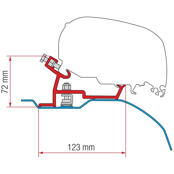 Fiamma Awning Adapter F80S - Peugeot Boxer, Fiat Ducato, Citroen Relay (H2 - L2 & L3) after 2006-Awning Adapters-FIAMMA- DC Leisure