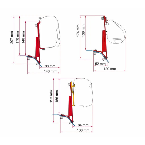 Fiamma Awning Adapter Kit for Ford Custom Lift Roof - Deep Black-Awning Adapters-FIAMMA- DC Leisure