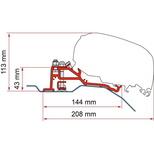 Fiamma Awning Adapter for Ducato H2 Campervan - F80 Mounting Kit-Awning Adapters-Fiamma- DC Leisure