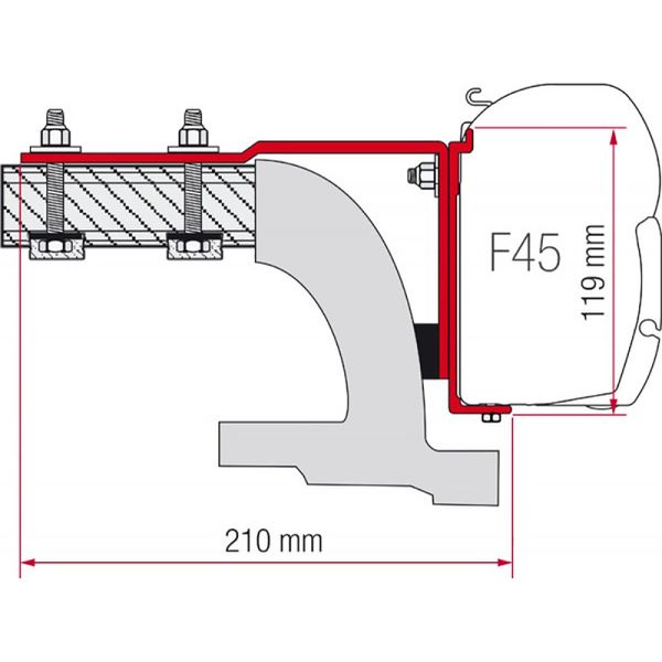Fiamma Awning Adapter for Mercedes Vito Campervans - F45s Mounting Kit-Awning Adapters-Fiamma- DC Leisure
