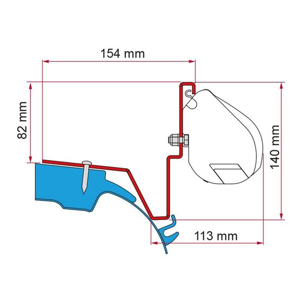 Fiamma Awning Adapter for Mercedes Vito Jules Verne Campervans - F35Pro Mounting Kit-Awning Adapters-Fiamma- DC Leisure