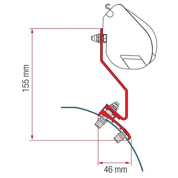 Fiamma Awning Adapter for Volkswagen Caddy Maxi with Lift Roof - F35Pro Mounting Kit-Awning Adapters-Fiamma- DC Leisure