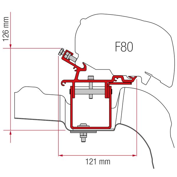 Fiamma Awning Adapter for Volkswagen Crafter, MAN TGE H3 LHD Campervans - F80s Mounting Kit-Awning Adapters-Fiamma- DC Leisure