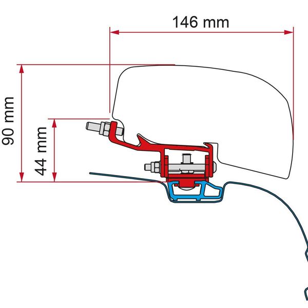 Fiamma Awning Adapter for Volkswagen T5 / T6 Transporter Campervans with Factory Rail Installed - F40Van Mounting Kit-Fiamma- DC Leisure