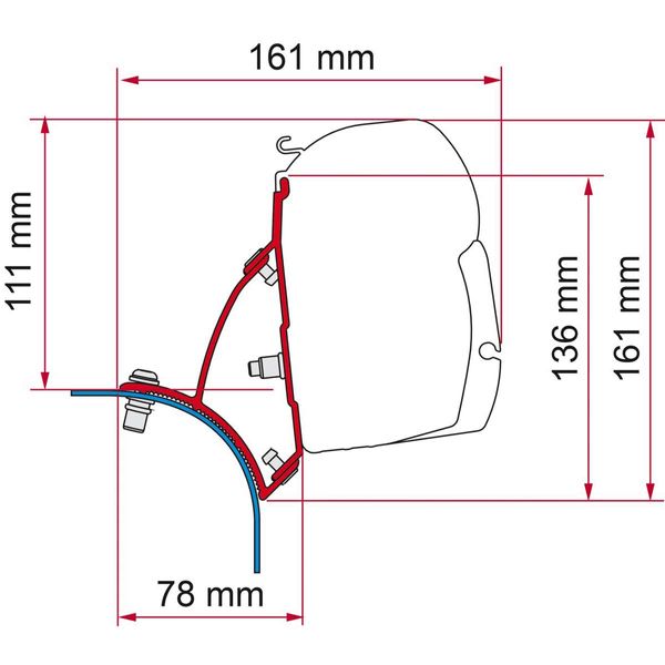 Fiamma Awning Adapter for Volkswagen T5/T6 Campervans with Lift Roof (LHD) - F45s Mounting Kit-Awning Adapters-DC Leisure - DC Leisure