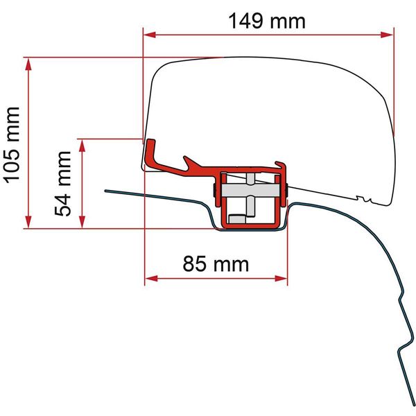 Fiamma Awning Adapter for Volkswagen T5/T6 Transporter, Caravelle, Multivan LHD Campervans - F40Van Mounting Kit-Fiamma- DC Leisure