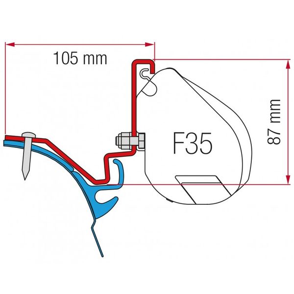 Fiamma Awning Adapter for Volkswagen T6 Kepler Campervans - F35Pro Mounting Kit-Awning Adapters-Fiamma- DC Leisure