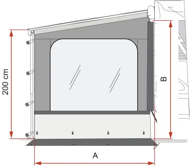 Fiamma Side W Pro Van F43 300 Side Panel with Crystal Window-Awning Tents-Fiamma- DC Leisure