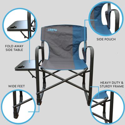 Liberty Folding Directors Chair with Side Table-Camping Chairs-Liberty Leisure- DC Leisure