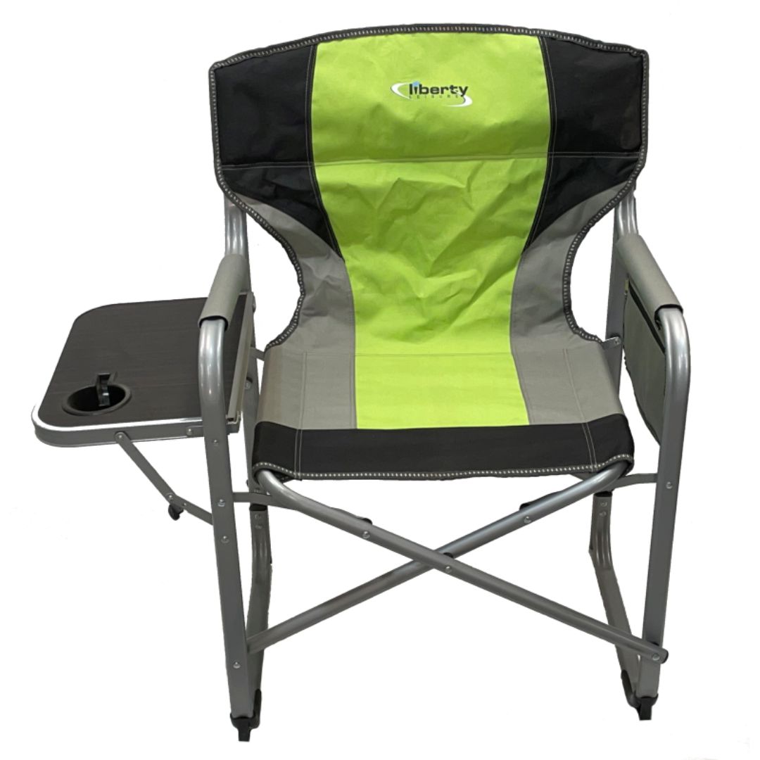 Liberty Folding Directors Chair with Side Table - Lime Green-Camping Chairs-Liberty Leisure-XYC-025-3- DC Leisure