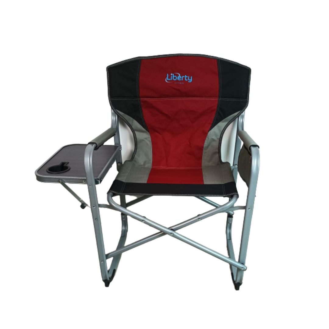 Liberty Folding Directors Chair with Side Table - Magenta-Camping Chairs-Liberty Leisure- DC Leisure