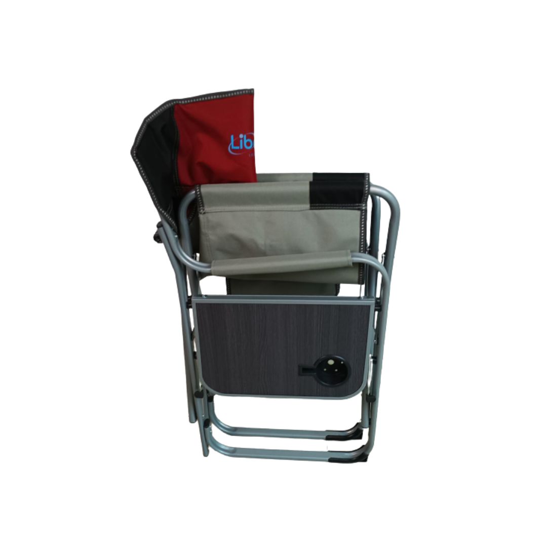 Liberty Folding Directors Chair with Side Table - Red-Camping Chairs-Liberty Leisure- DC Leisure