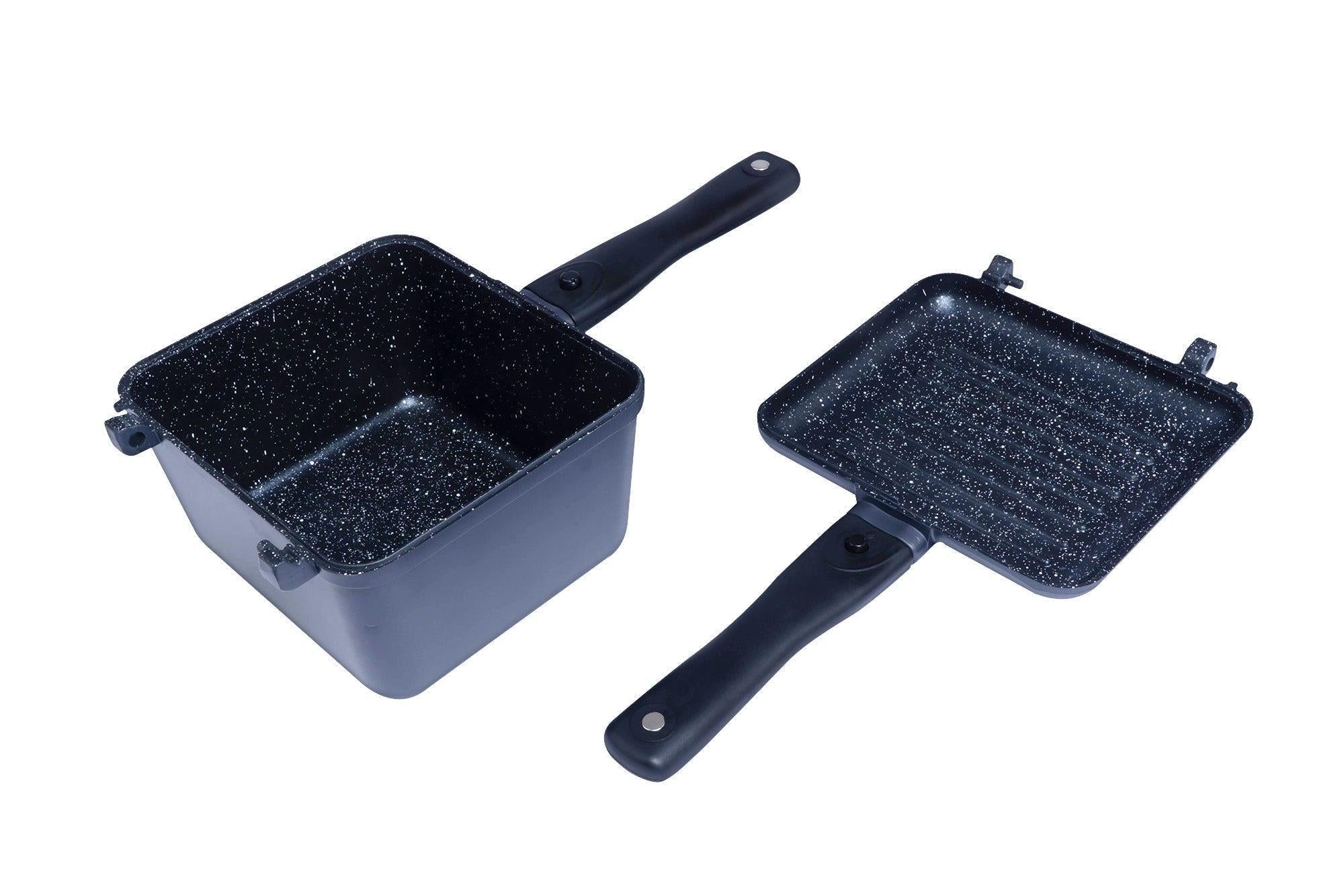 RidgeMonkey Connect Deep Pan & Griddle Set Standard (Granite Edition)-Cookware-RidgeMonkey- DC Leisure