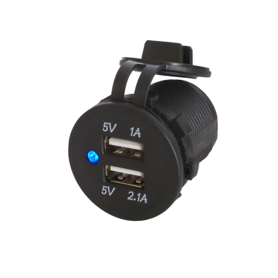 Twin USB socket with cover
