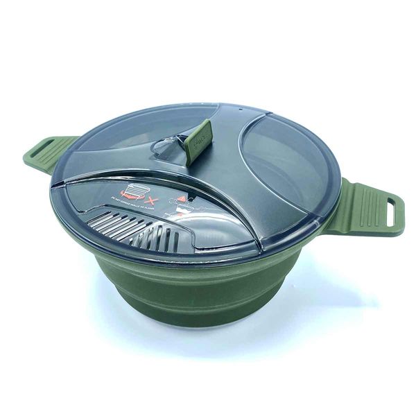 Wolf Outdoors EzyStow Silicone Cooking Pot 2.5L – Collapsible Outdoor Cookware for Camping in Olive Green-Cooking Utensils-Wolf Outdoors- DC Leisure