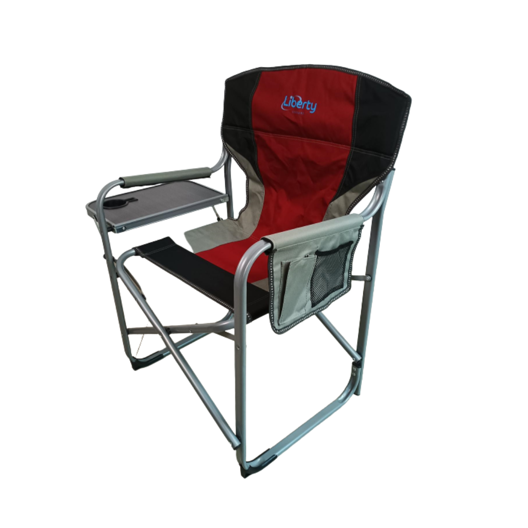 Liberty Folding Directors Chair with Side Table - Red