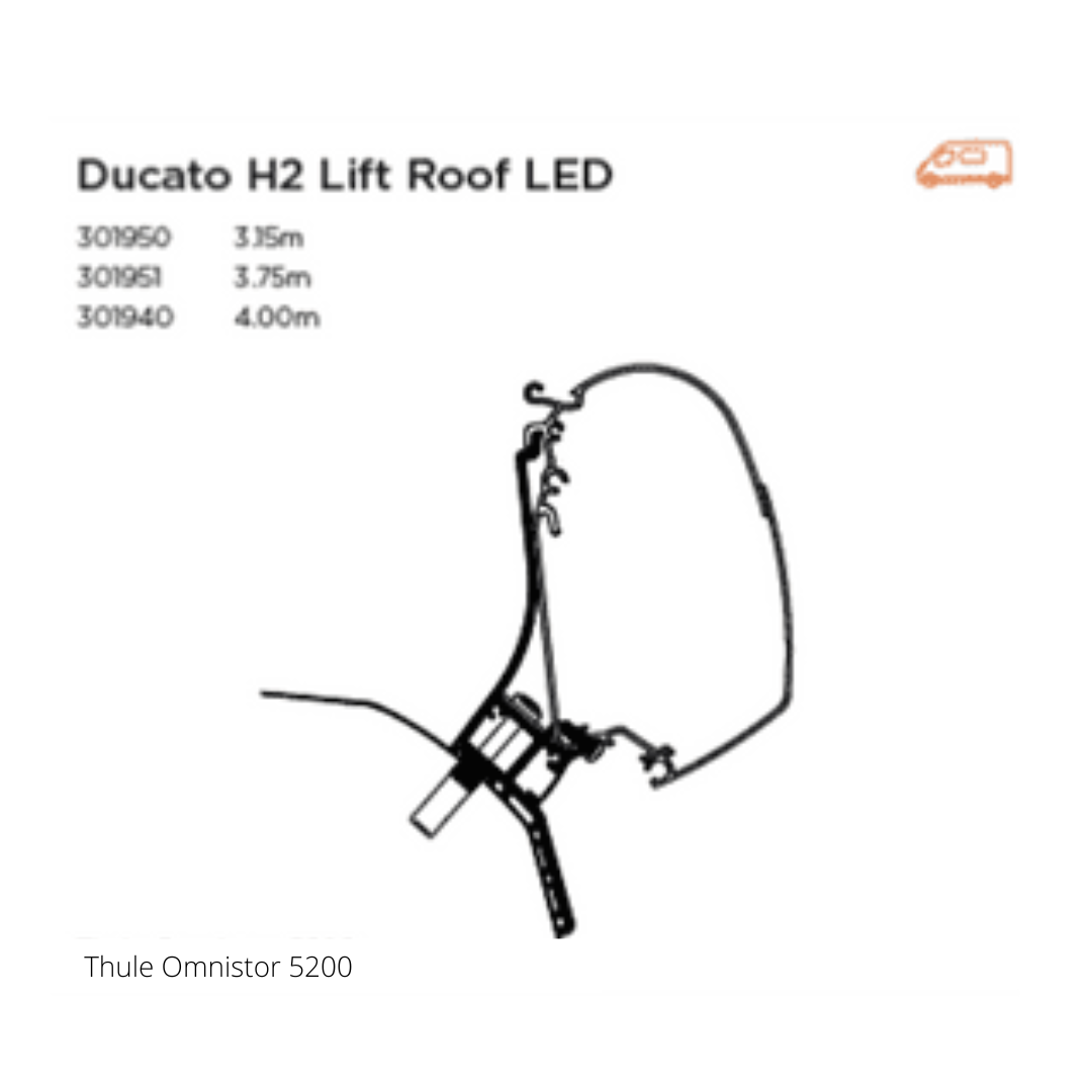 Thule 5200 Awning Adapter - Ducato H2 Lift Roof with LED Channel