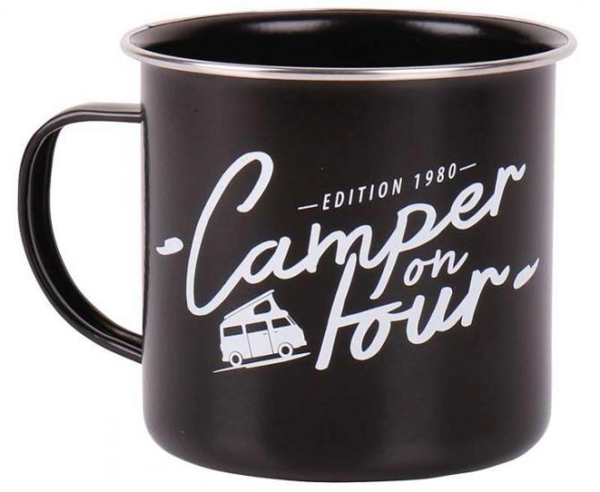 "Camper On Tour" Enamel Campervan Mug